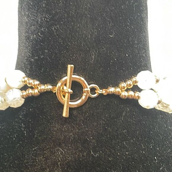 Womens Chunky Frosted Beads With Faceted Acrylic Double Layer Beaded Necklace OS - Picture 4 of 5